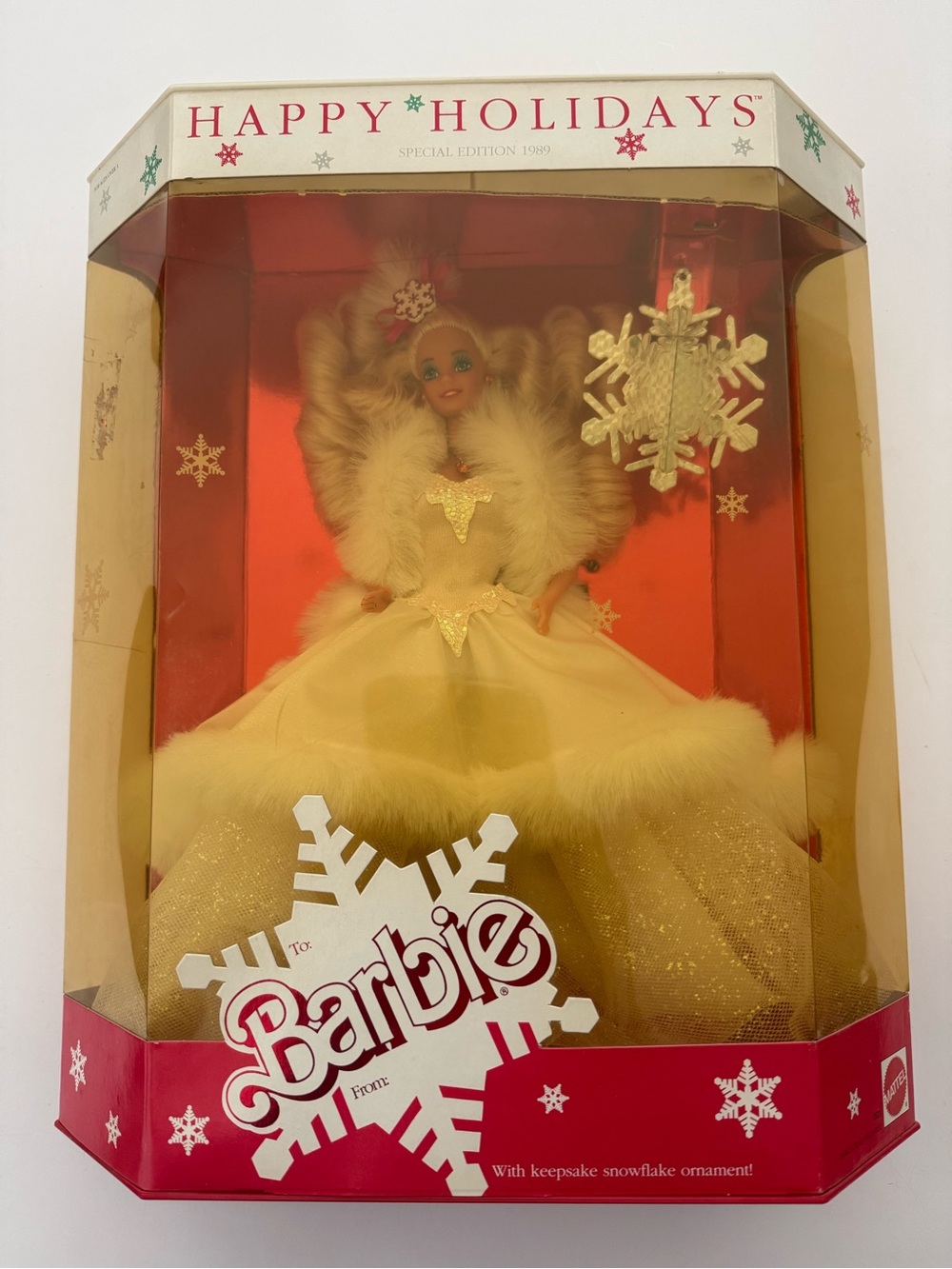 Barbie Special Edition 1989 Happy Holidays Mattel Doll 3523 Stand Ornament